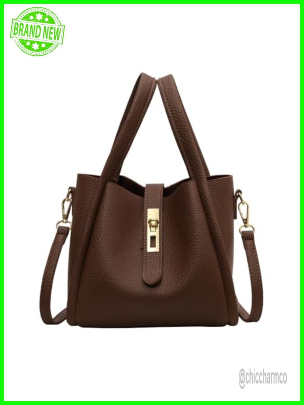 Faux Leather Bucket Crossbody Purse Small Shoulder Bag with Extra Pouch